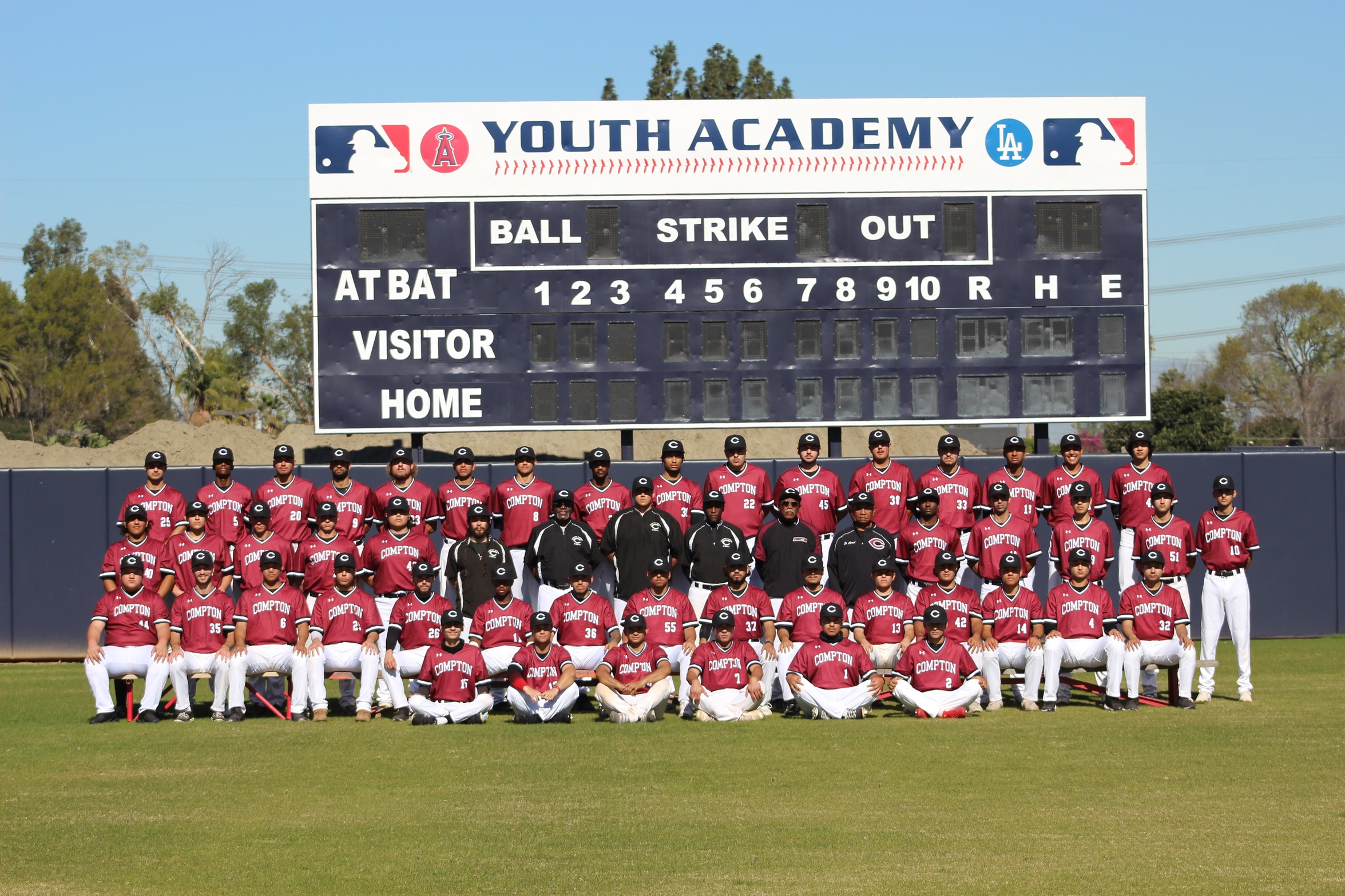  Compton College Tartars baseball team gets the 7-4 win in total team fashion.